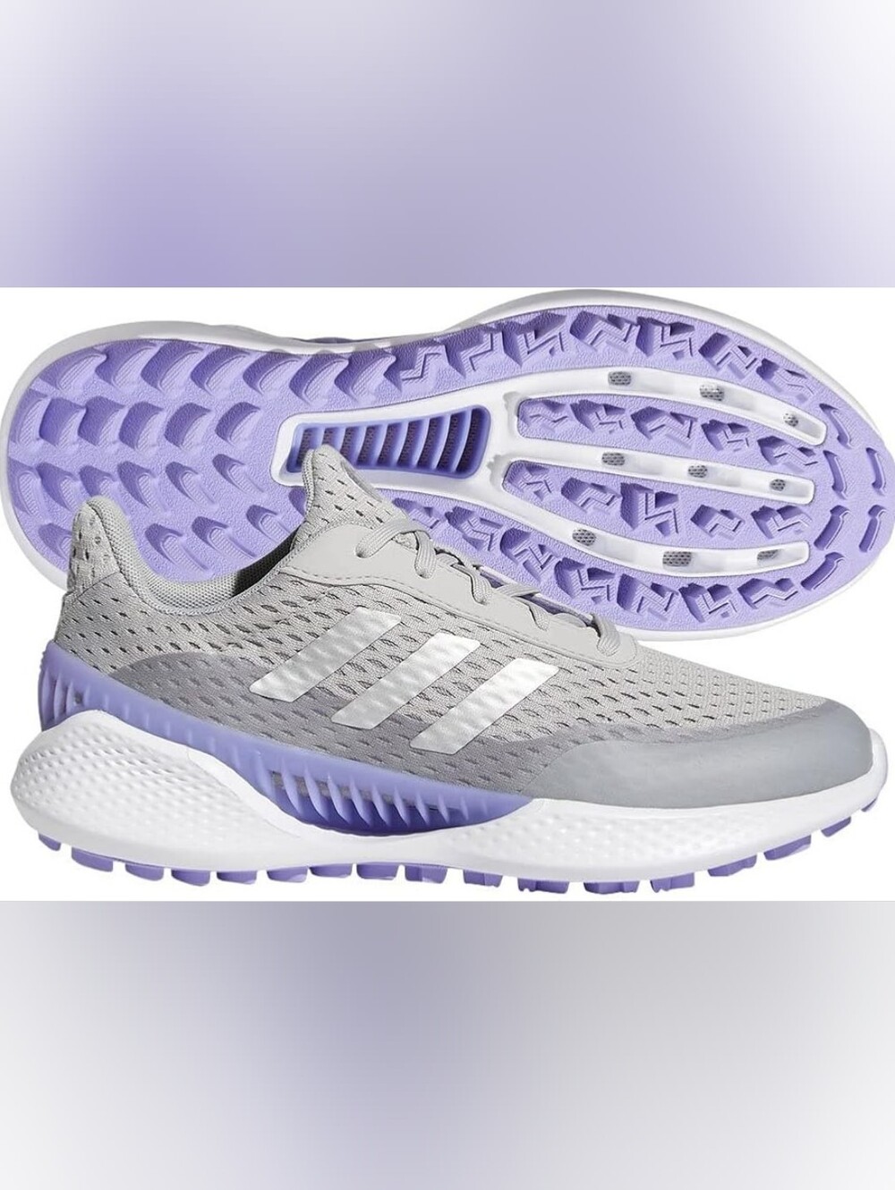 adidas Women's Light Gray and Lilac Running Sneakers